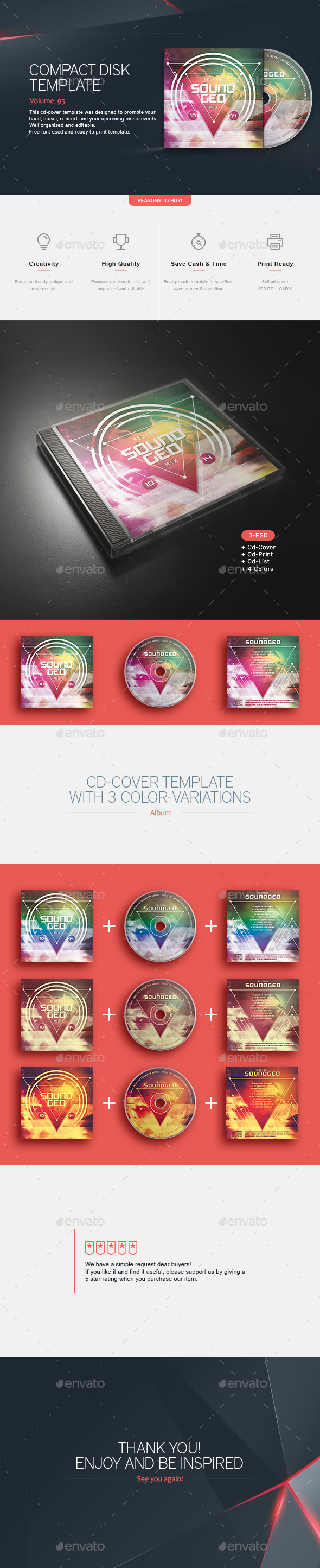 Sound Geo - CD Template - CD & DVD Artwork Print Templates
