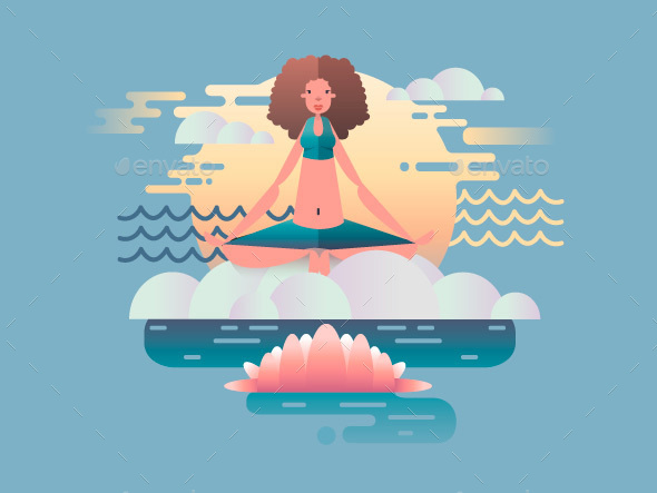 Woman Meditation Design Flat - People Characters