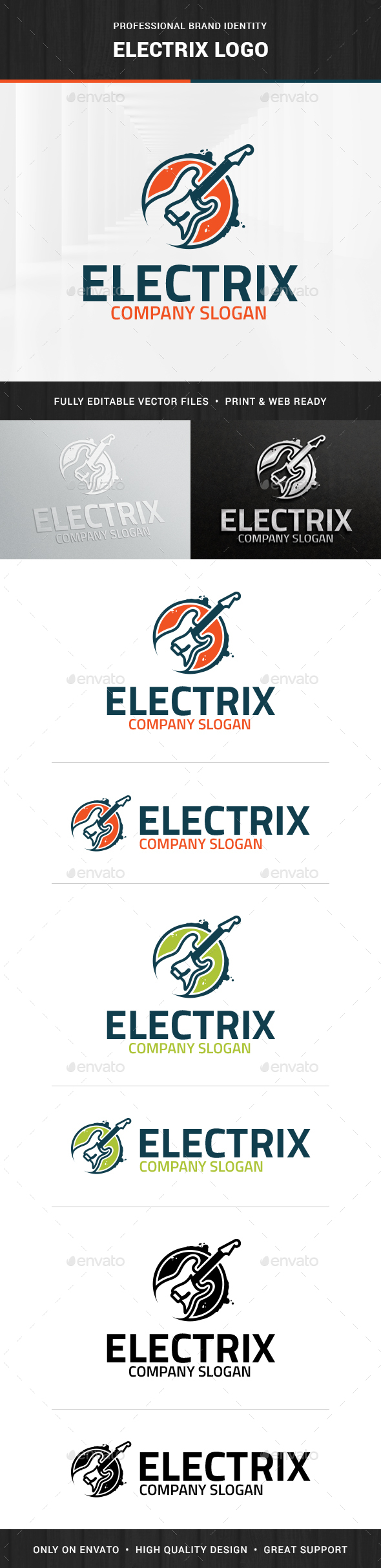 Electric Guitar Logo Template - Objects Logo Templates