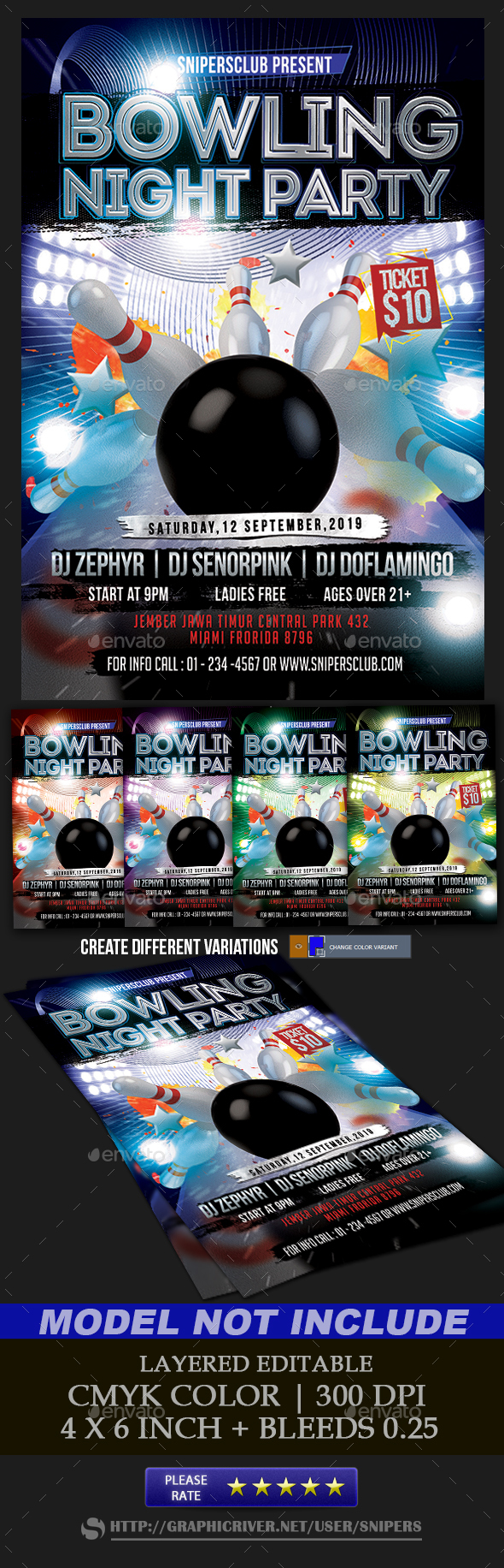 Bowling Night Party - Events Flyers