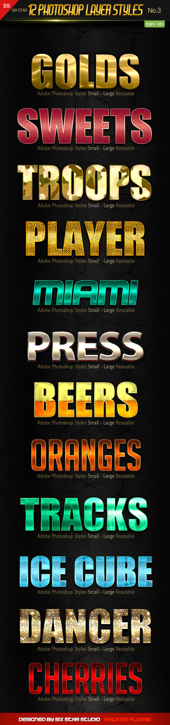 12 Photoshop Layer Styles Issue No.3 - Text Effects Styles