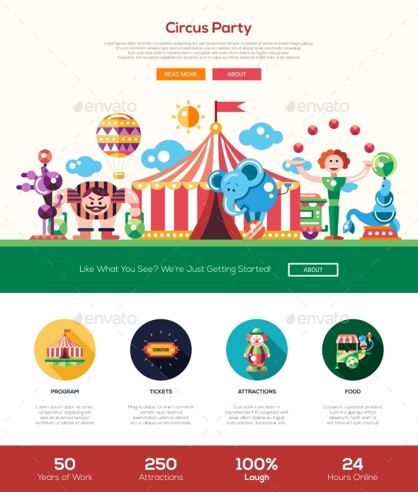 Circus, Carnival Party Website Header Banner - Seasons/Holidays Conceptual