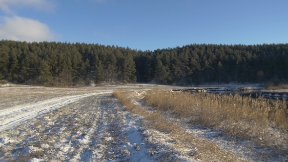 Winter Road. Beautiful Winter Nature