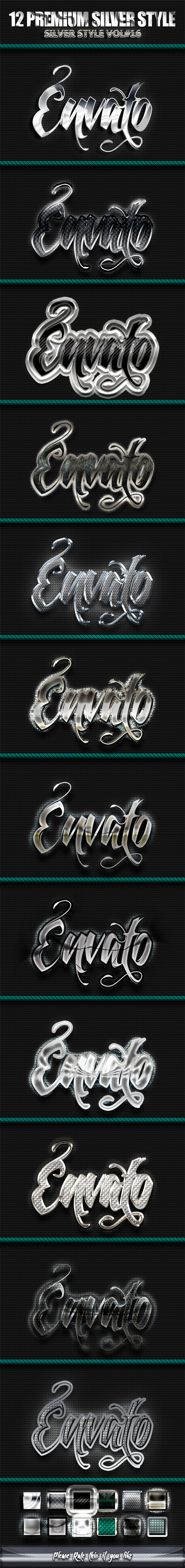 12 Photoshop SILVER Text Effect Styles Vol 16 - Text Effects Styles