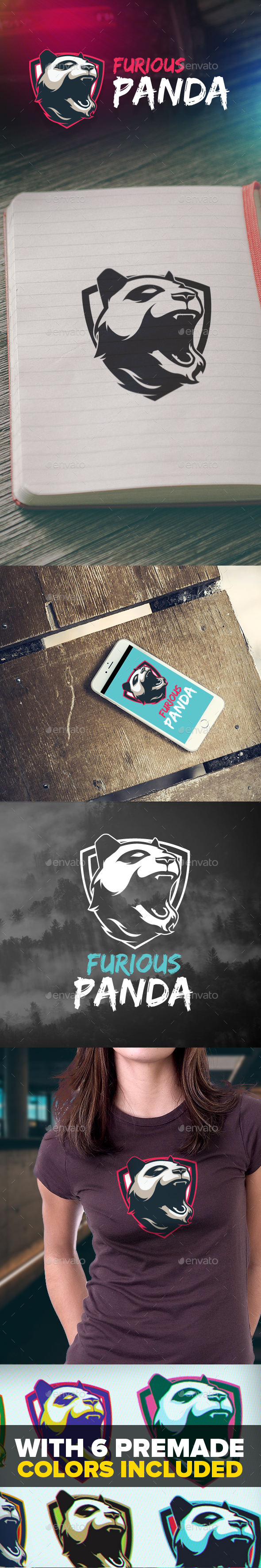 Furious Panda Logo - Animals Logo Templates
