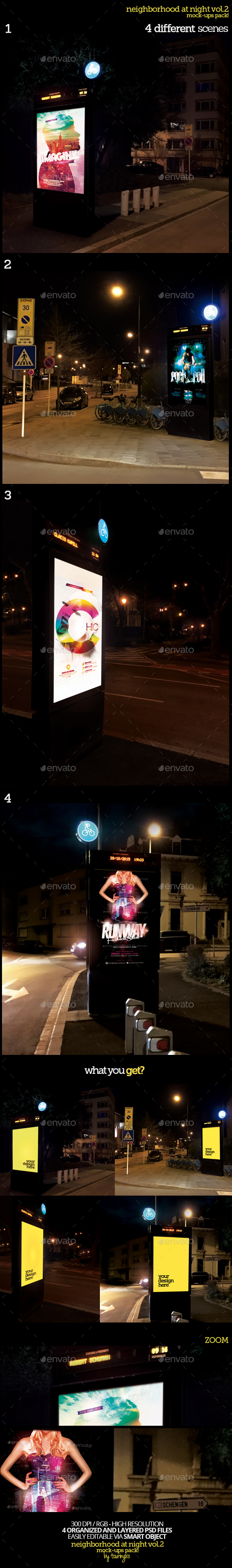 Neighborhood At Night Vol.2 Mock-Ups Pack - Product Mock-Ups Graphics