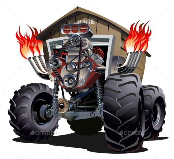 Cartoon Monster Truck - Man-made Objects Objects