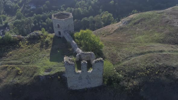 Aerial view of ruins on a hill alt