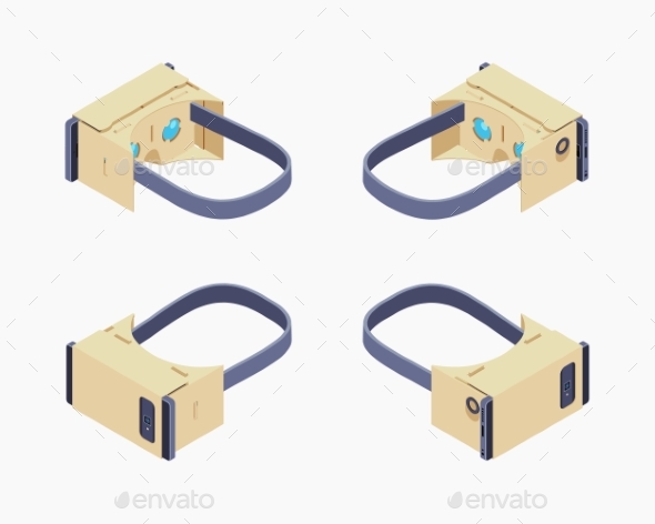 Isometric Cardboard Virtual Reality Headset - Media Technology
