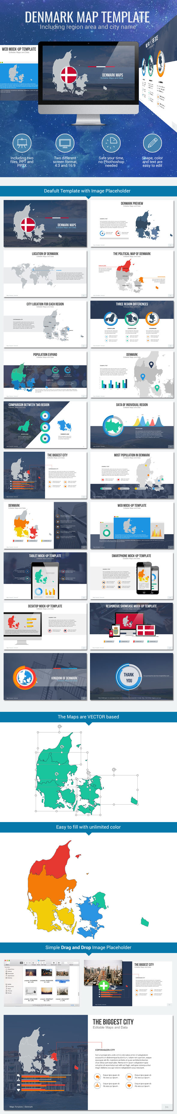 Denmark - Editable Map Presentation - PowerPoint Templates Presentation Templates