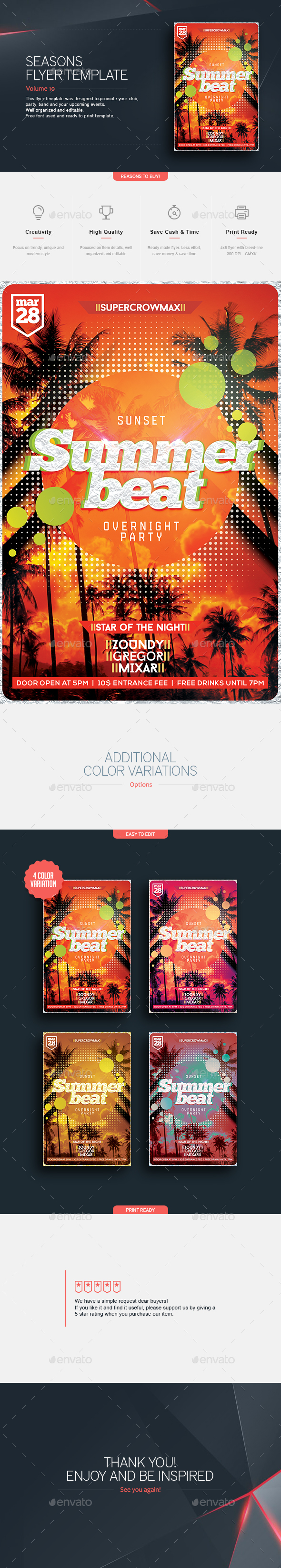 Summer Beat - Flyer Template - Clubs & Parties Events