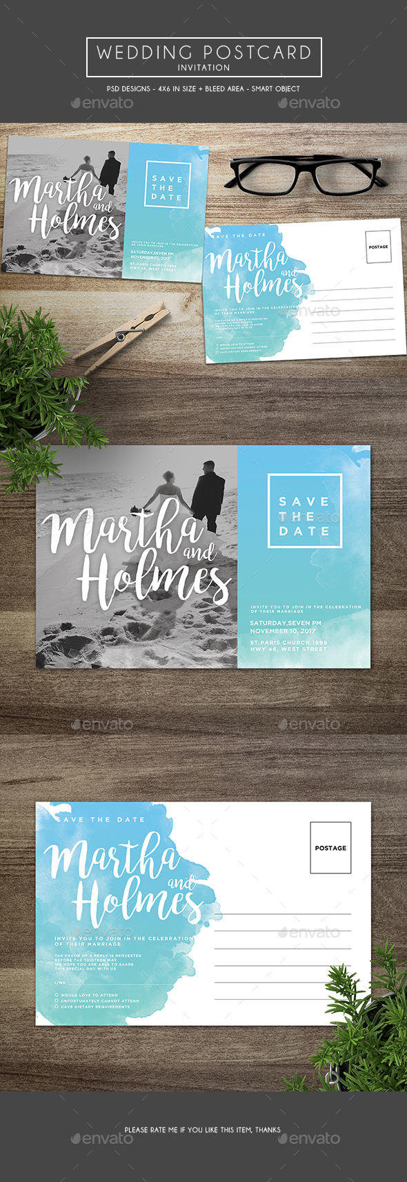 Wedding Postcard Invitation - Invitations Cards & Invites