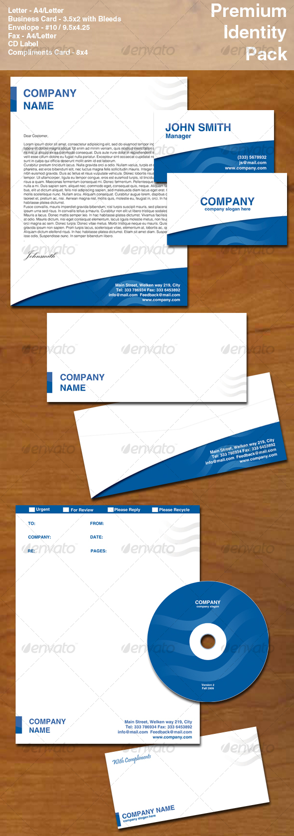 Premium ID Pack - Blue - Stationery Print Templates