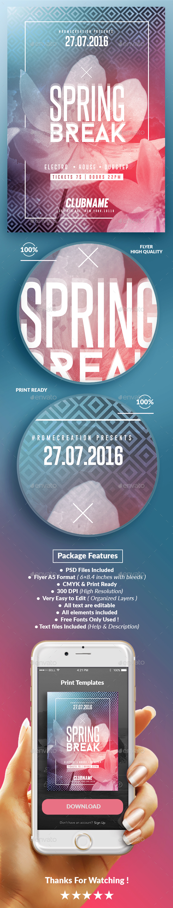 Spring Break Party | Psd Flyer Template - Events Flyers