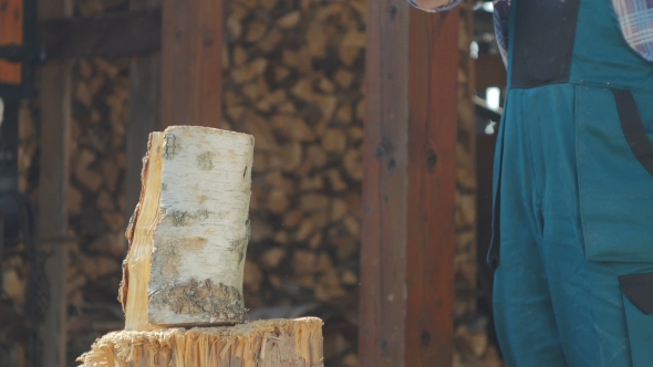 Two Logs Being Splitted  alt