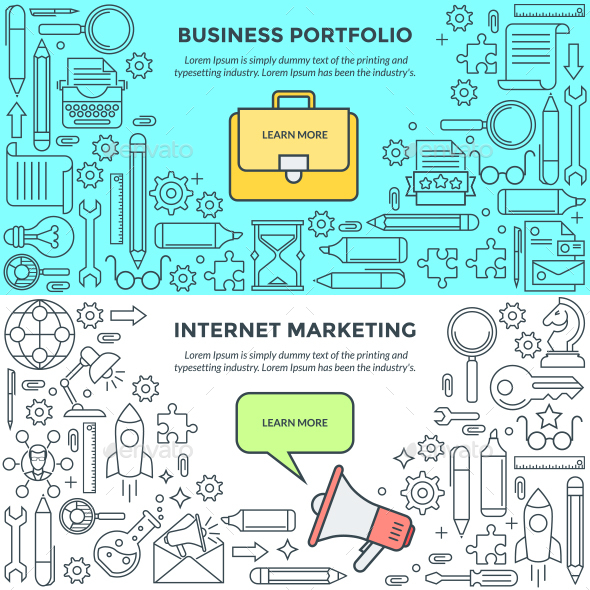 Banners for Internet Marketing and Business Portfolio - Concepts Business