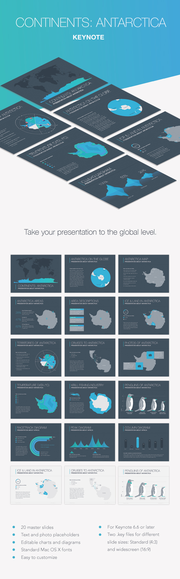 Continents Antarctica Keynote Template - Presentation Templates