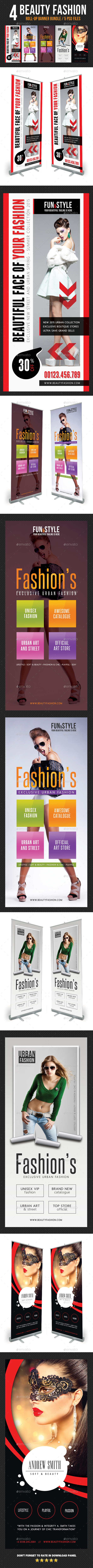 4 in 1 Beauty Fashion Banner Template Bundle - Signage Print Templates