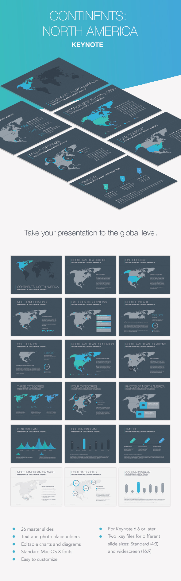 Continents: North America Keynote Template - Presentation Templates
