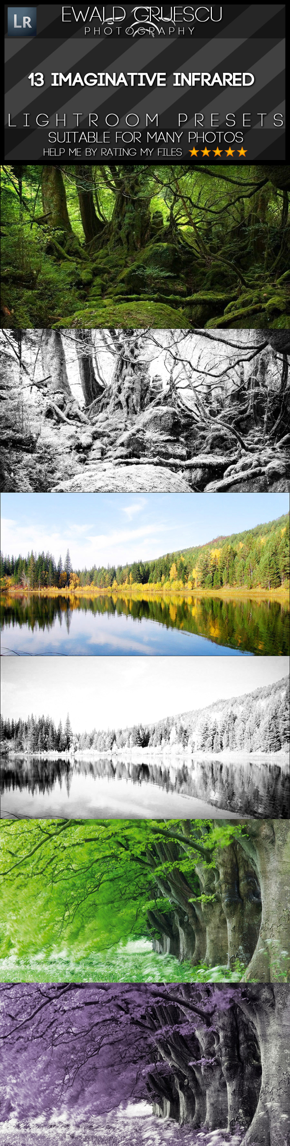 13 Infrared Lightroom Presets - Black and white Lightroom Presets