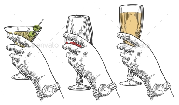 Female Hand Holding Alcohol - Food Objects
