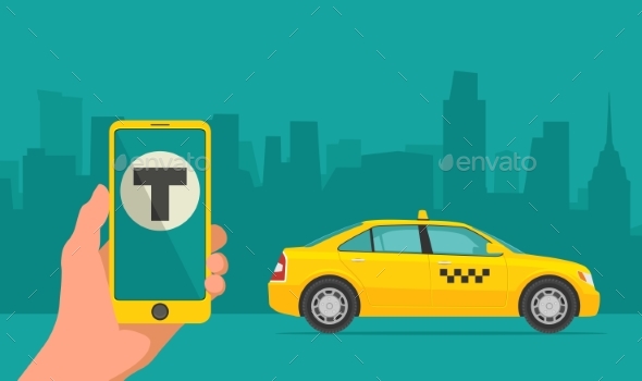 Phone with Interface Taxi on Screen - Communications Technology