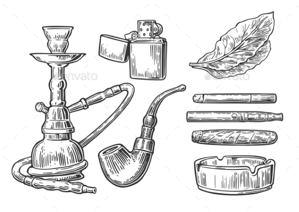 Set of Vintage Smoking Tobacco Elements - Man-made Objects Objects
