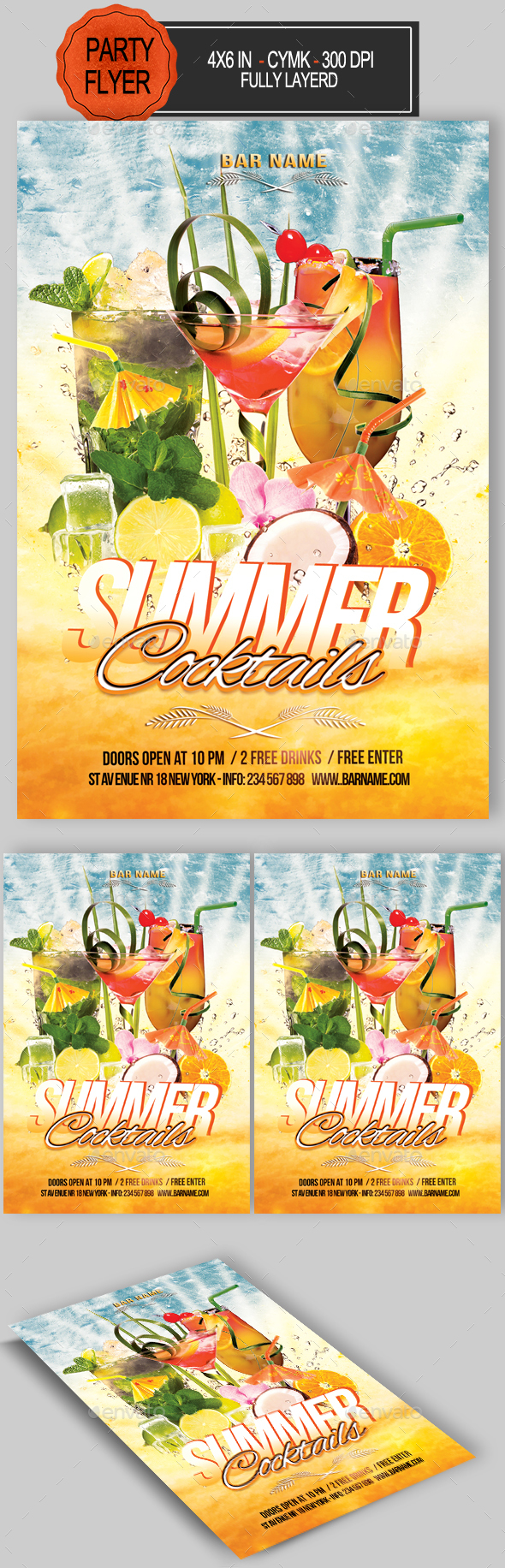 Summer Cocktail Flyer - Clubs & Parties Events