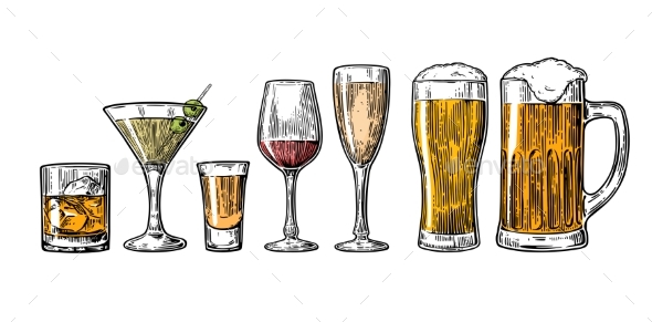Alcohol Glasses Set - Food Objects