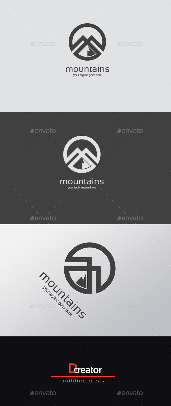 Mountain logo, Logo Templates | GraphicRiver, image size:590x1394