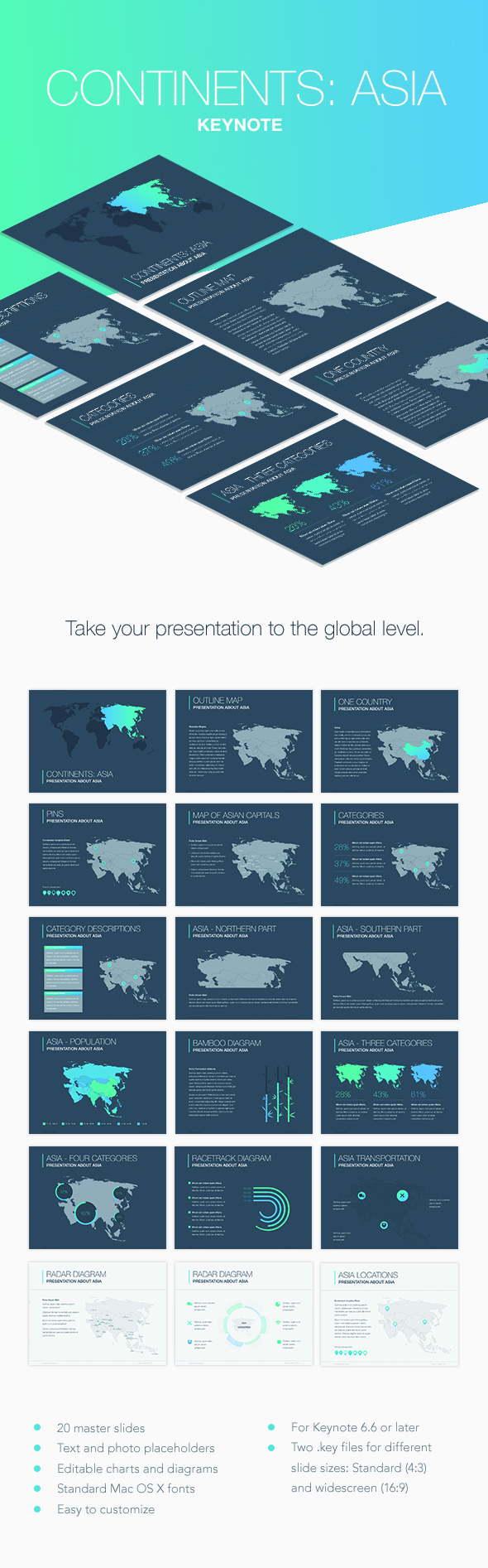 Continents: Asia Keynote Template - Keynote Templates Presentation Templates
