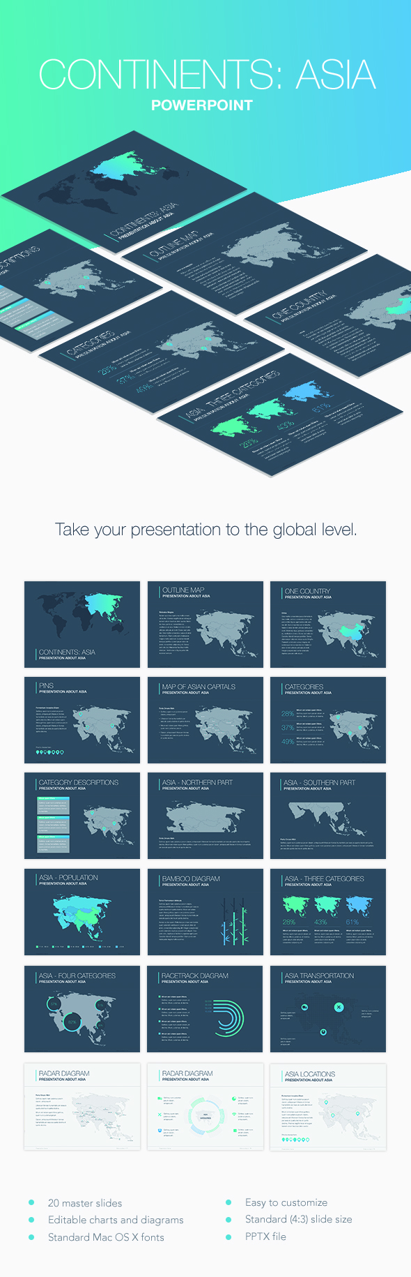 Continents: Asia PowerPoint Template - Keynote Templates Presentation Templates