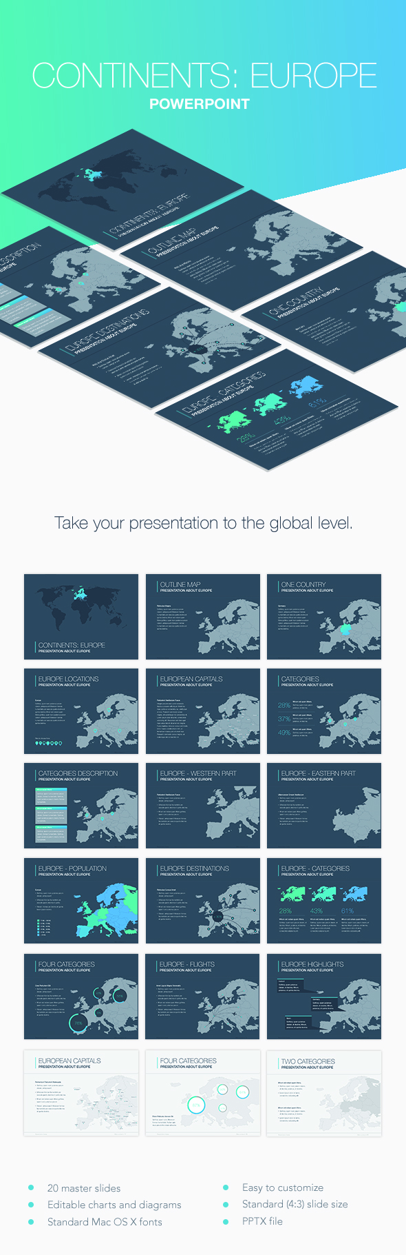 Continents: Europe PowerPoint Template - Keynote Templates Presentation Templates