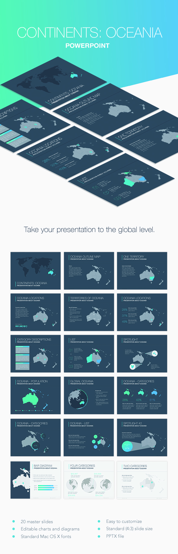 Continents: Oceania PowerPoint Template - Keynote Templates Presentation Templates
