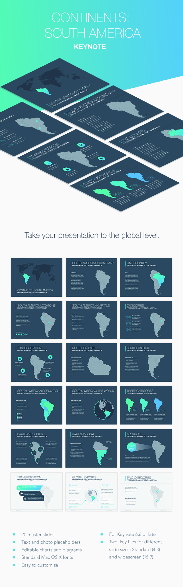 Continents: South America Keynote Template - Keynote Templates Presentation Templates