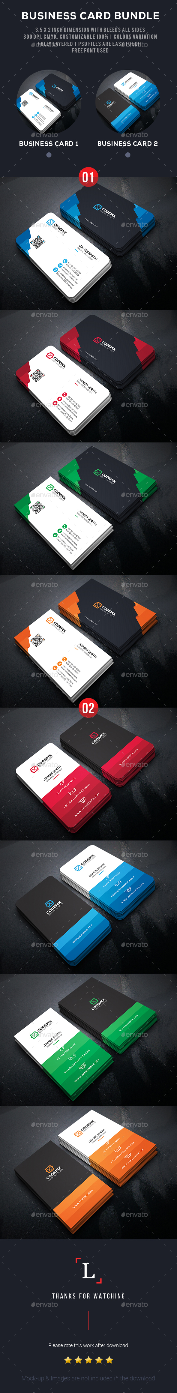 Color Shade Business Card Bundle - Business Cards Print Templates
