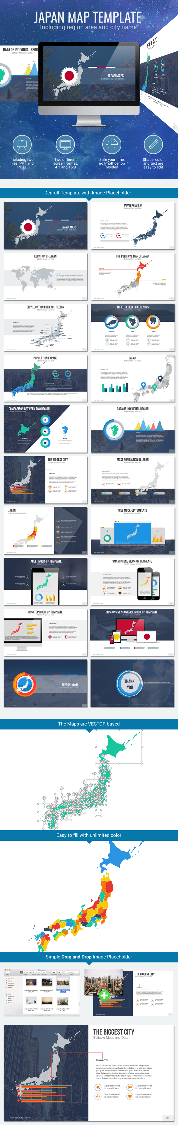 Japan - Editable Map Presentation - PowerPoint Templates Presentation Templates