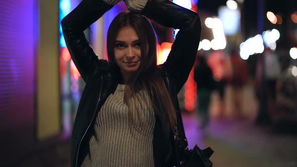 Smiling Woman Enjoying Life, Having Fun at The Street