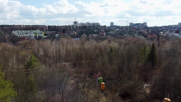 Aerial view Sarzhyn Yar, Kharkiv city spring park