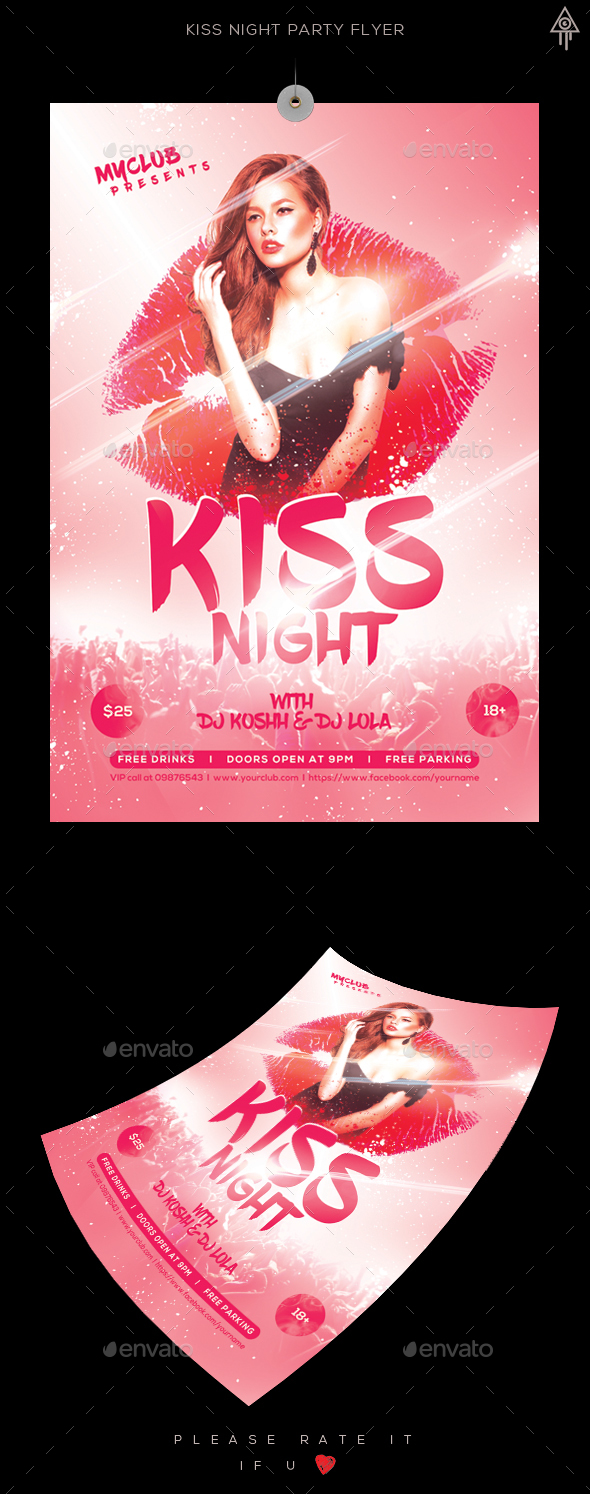 Kiss Night Party Flyer - Clubs & Parties Events