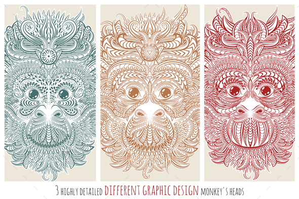 Different Design of Monkeys - Animals Characters