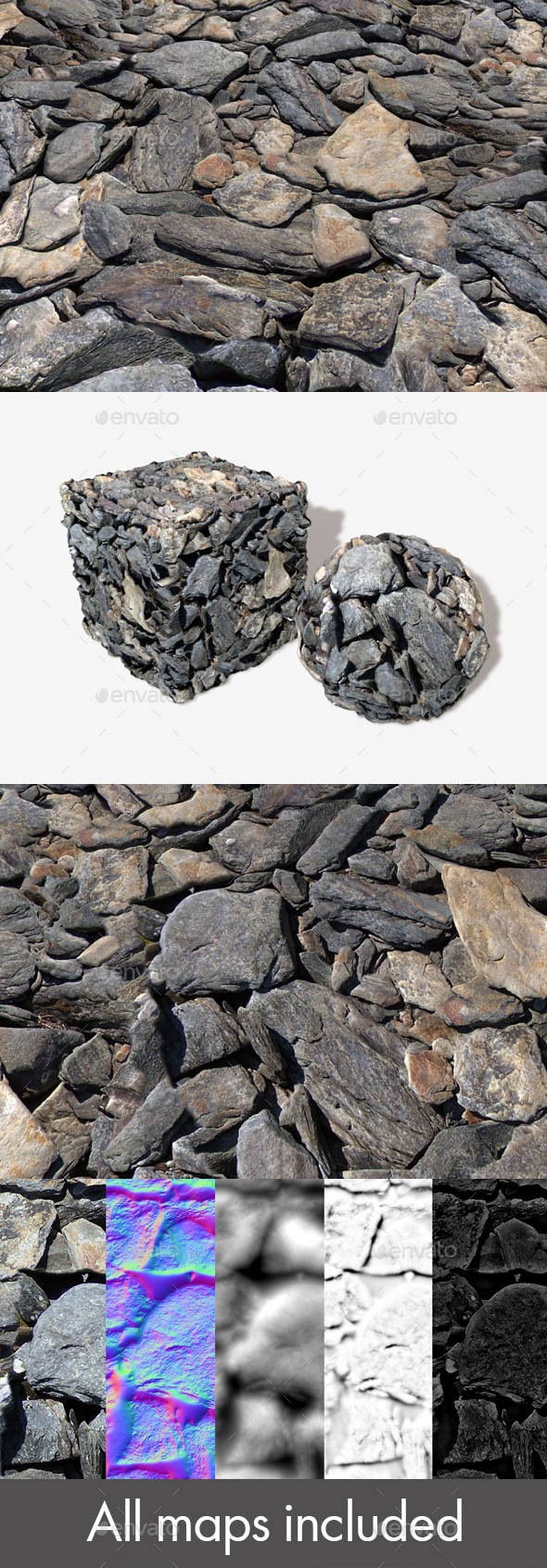 Slate Rocks Seamless - 3Docean 15514385
