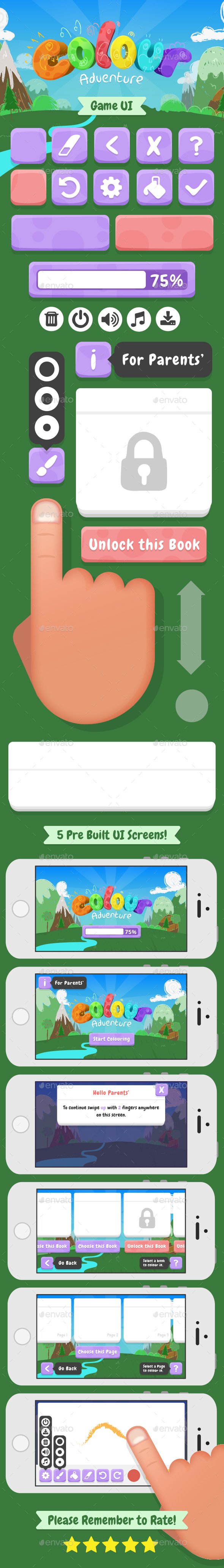 Game UI Kit Colour Adventure - Game Kits Game Assets