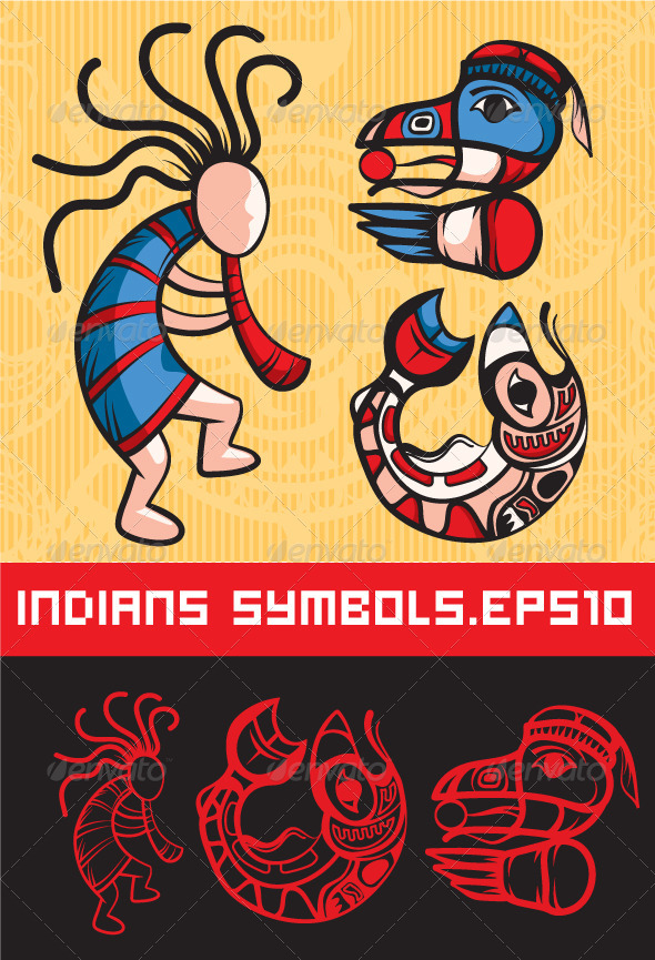 Slylish American Indian Symbols - Characters Vectors