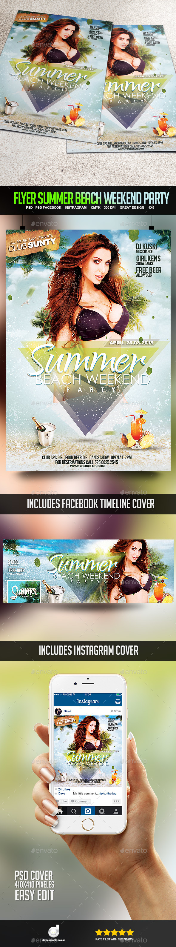 Flyer Summer Beach Weekend Party - Clubs & Parties Events