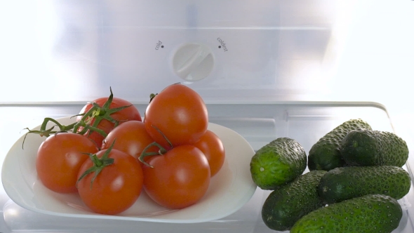Open Refrigerator With Fresh Food
