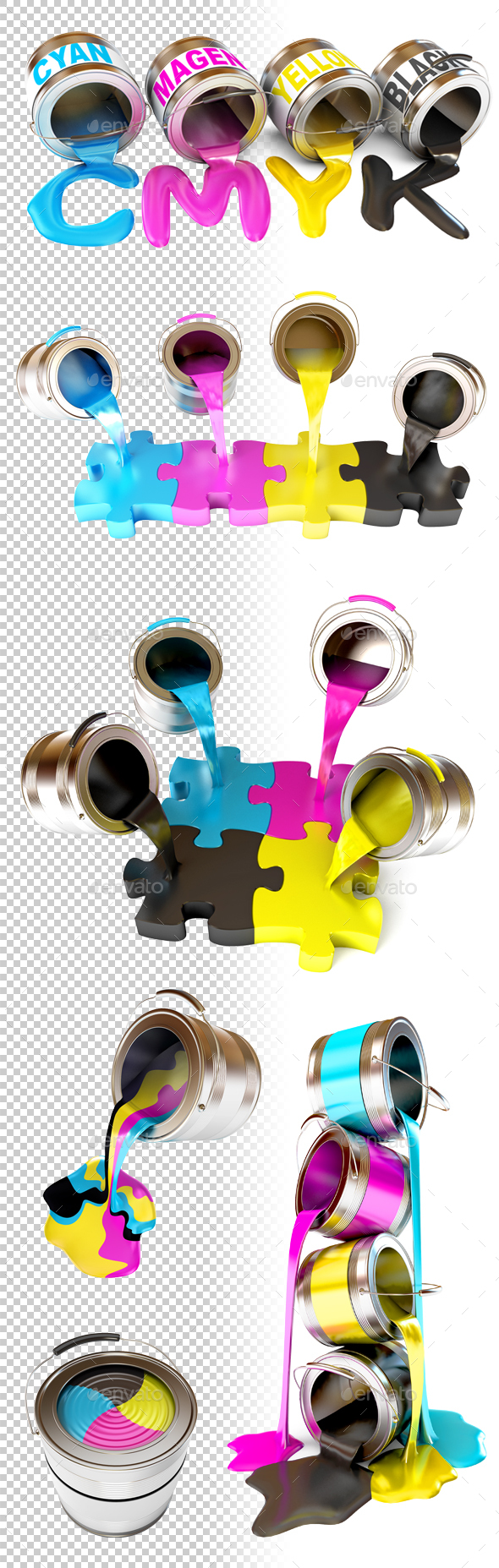 Bottles of ink in cmyk colors. 3d render. - Miscellaneous 3D Renders