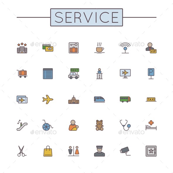 Vector Colored Service Line Icons - Business Icons