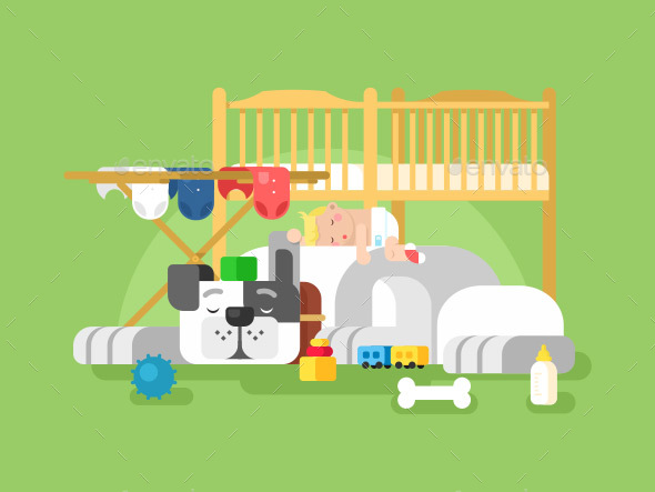 Dog and Baby Sleeping - Miscellaneous Characters