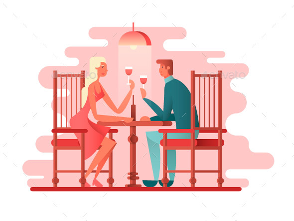 Romantic Dinner a Couple of Lovers - People Characters